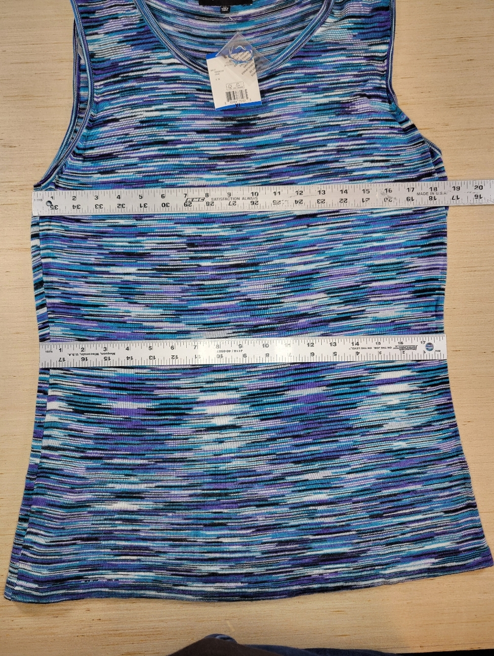Jones Wear Multi Stripe Sleeveless Tank Top Women XL Blue Purple Boho - Picture 9 of 11